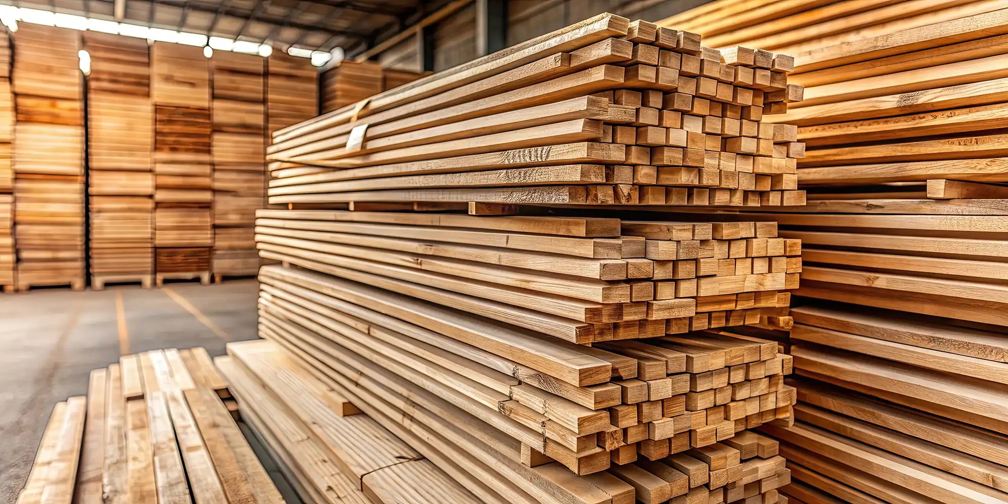 Arcola — illustrative photo (stacked lumber planks warehouse)