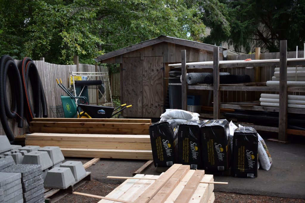 Building supplies outside the Denman Hardware store