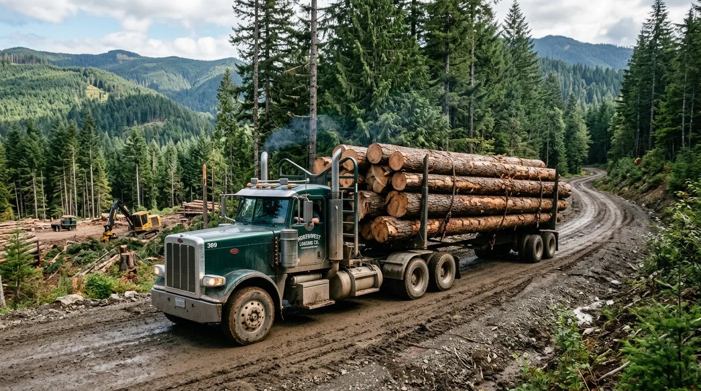 Riehl — illustrative photo (log truck forest road)