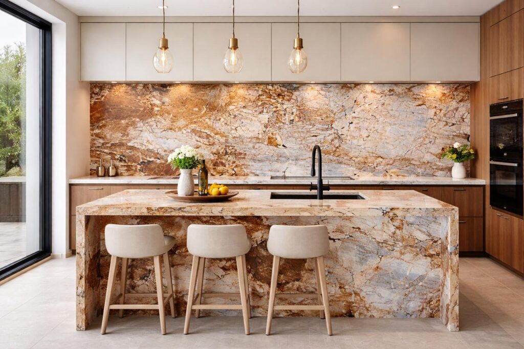 Illustrative fitted kitchen cabinets