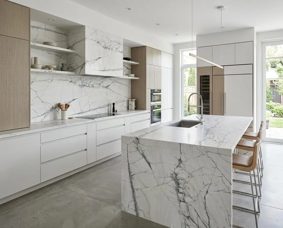 Illustrative photo of a marble kitchen countertop