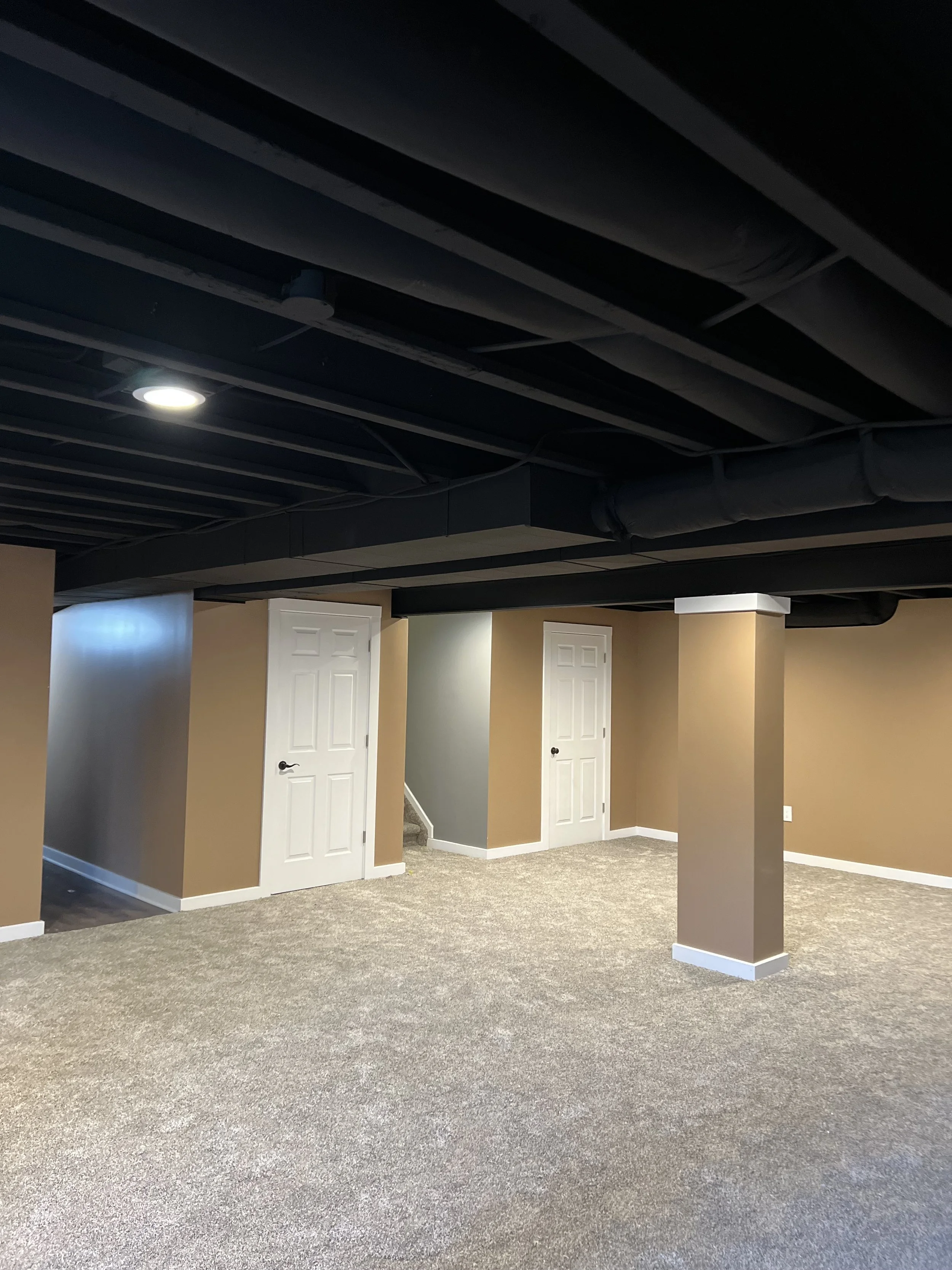 Illustrative finished basement living space