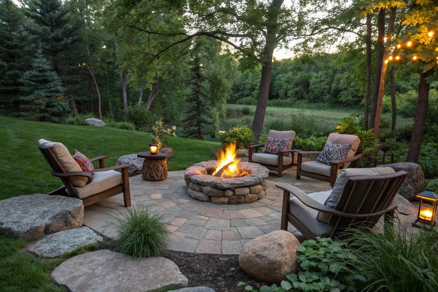 Fire pit and patio area