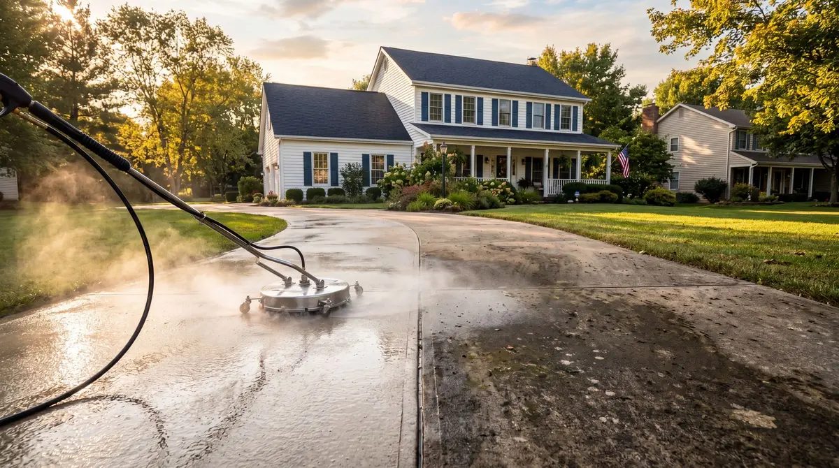 Pressure-washed driveway