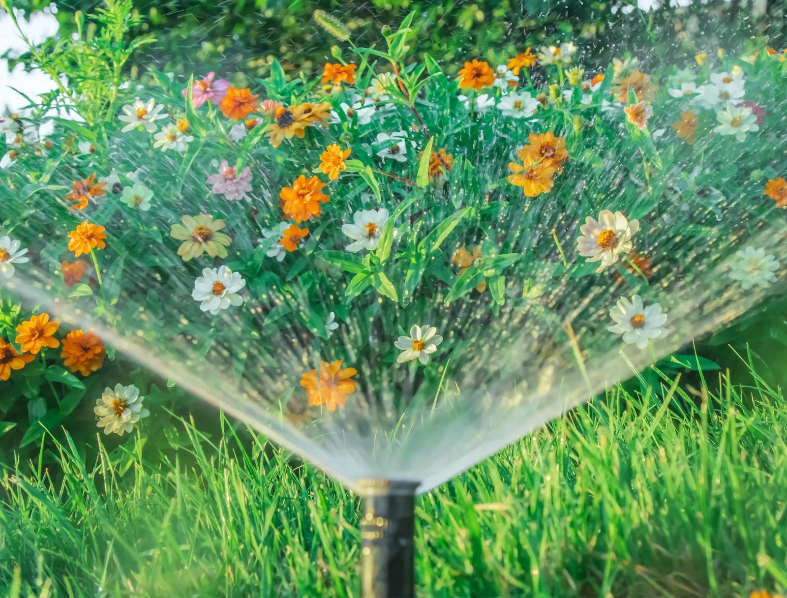 Watered, healthy lawn